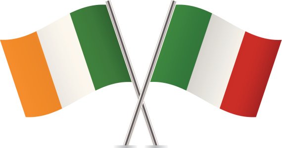 Irish and Italian flags. Vector illustration.