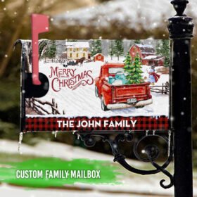 Merry Christmas Family Mailbox Cover Magnetic Custom Family Gift PS1310MBCT