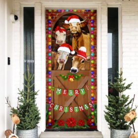 Cow Cattle Merry Christmas Door Cover MLN632D