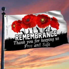 Remembrance Day Grommet Flag Thank You Veteran Poppy Flower LNT627GF
