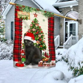 Christmas Black Cat Flag Merry Christmas Meow LNT613F