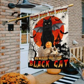 Black Cat Witch Flag Never Mind The Witch  Beware Of The Black Cat Flag MLN601F