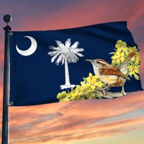 South Carolina Grommet Flag Carolina Wren with Yellow Jessamine BNN573GF