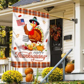 Thanksgiving Flag Turkey Pumpkin American Flag TQN561F