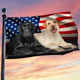 Black Lab And Yellow Lab Grommet Flag Labrador Retriever American Flag TQN97GFv2