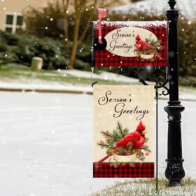 Season's Greetings Christmas Cardinal Garden Flag & Mailbox Cover TQN604MF