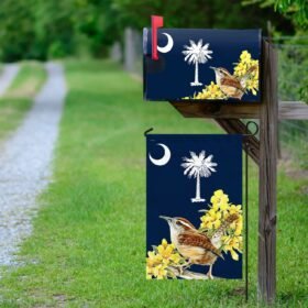 South Carolina Garden Flag & Mailbox Cover Carolina Wren with Yellow Jessamine BNN573MF