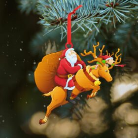 Santa Claus Riding A Reindeer Ornament TQN588O