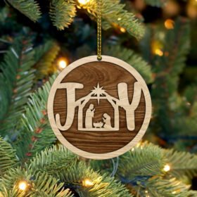 Christian Christmas Ornaments - Nativity Of Jesus, Holy Family - Family Religious Gifts - Christian Decorations For Home, Religious Decor - Christian Friend Christmas Ornaments Gifts - 3D Layered Wooden Carved Ornament TPT413O
