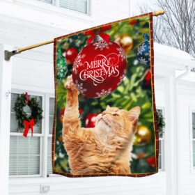 Merry Christmas Cat Xmas Tree Flag BNN674F