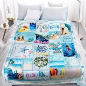 Beach Themed Throw Sofa Blanket for Bedroom, Home 60x80