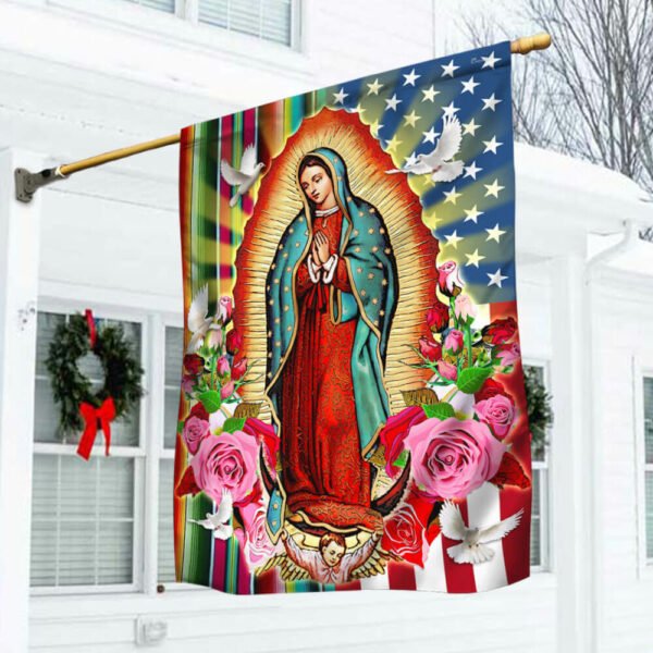 Our Lady of Guadalupe Serape Mexican American Flag MLN799F