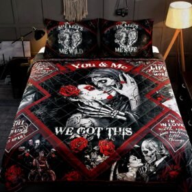 Gothic Skull Couple Quilt Bedding Set