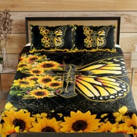 Christian Gifts for Women - Jesus Sunflower Quilt Bedding Set Decor