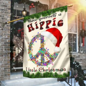Hippie Peace Sign Christmas Flag Have Yourself A Hippie Little Christmas Flag MLN775F