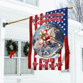 It's the Most Wonderful Time of the Year Santa Claus Riding Horse American Flag BNN699F