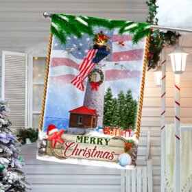 Christmas Lighthouse American Flag MLN742F