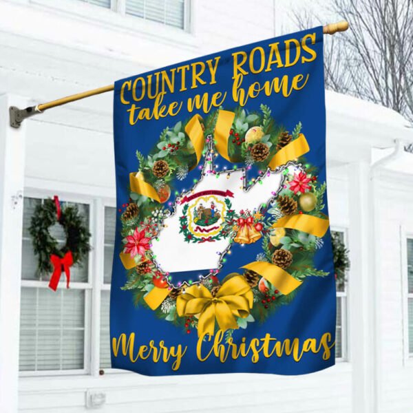 West Virginia Merry Christmas Country Roads Take Me Home Flag TPT442F