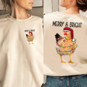 Christmas Chicken Merry & Bright Sweatshirt MLN750SW