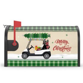 Christmas Golf Cart Garden Flag & Mailbox Cover HohoHole LNT64M1F