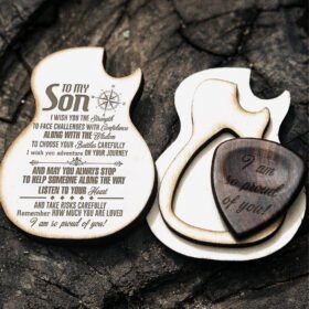 To My Son Wooden Pick Box, Guitar Pick Box For Son, Guitar Pick Gift From Mom To Son, Dad Mom Gifts To Son, Christmas Birthday Gifts MLN711PB
