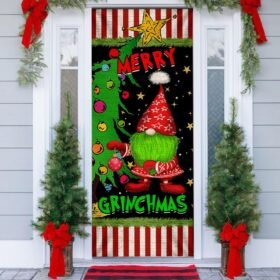 Merry Grinchmas Gnome Christmas Door Cover BNN615D
