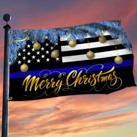 Thin Blue Line Merry Christmas Grommet Flag Police Law Enforcement Flag TQN709GF