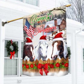 Christmas Horses All Hearts Come Home For Christmas Flag MLN743F