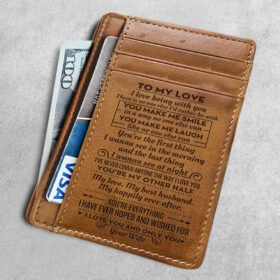 To My Love, Card Wallet For Men, Christmas Gifts, Gifts From Wife Girlfriend Anniversary, Leather Wallet for Men, Perfect Gifts for Husband, Boyfriend BNN646CW