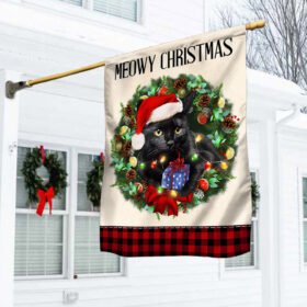 Black Cat Christmas Flag Meowy Christmas TQN776F