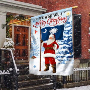 South Carolina Christmas Flag We Wish You A Merry Christmas Flag Santa Claus TQN686F2