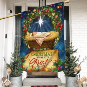Christmas Begins With Christ, Jesus Flag TPT444F