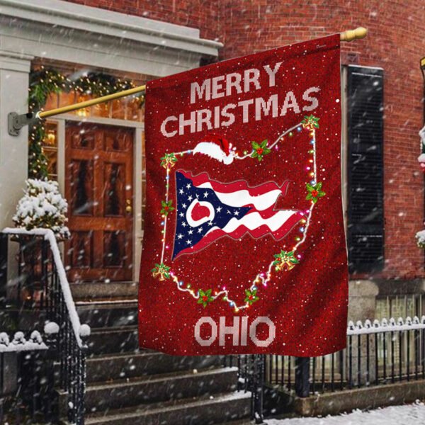 Merry Christmas US State Ohio Flag TRL513Fv2