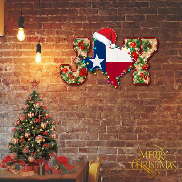 Texas Joy Christmas Hanging Metal Sign BNN693MSv1