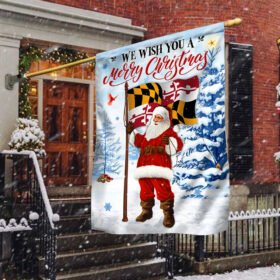 Maryland Christmas Flag We Wish You A Merry Christmas Flag Santa Claus TQN686F