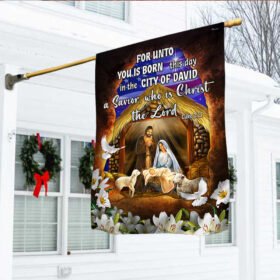 Religious Nativity Christian Flag For Unto You Is Born This Day A Savior Who Is Christ The Lord Flag MLN738F