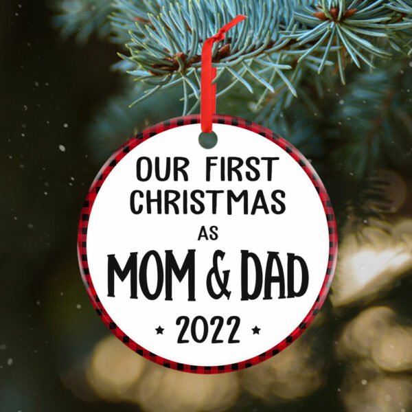 Baby's First Christmas Ceramic Ornament Our First Christmas as Mom and Dad 2022 BNN569Ov1