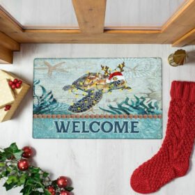 Sea Turtle Christmas Doormat Welcome LNT714DM