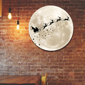 Santa Claus On The Moon Hanging Metal Sign TQN753MS