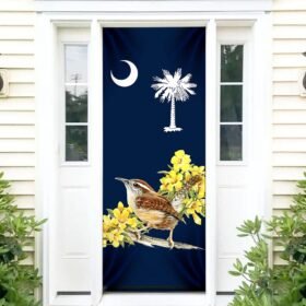 South Carolina Door Cover Carolina Wren with Yellow Jessamine BNN573D