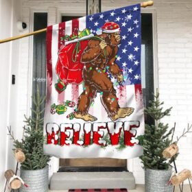 Santa Bigfoot Believe Christmas Flag MLN758F
