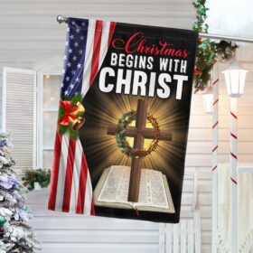 Jesus Christ Cross Flag Christmas Begins With Christ Flag MLN763F