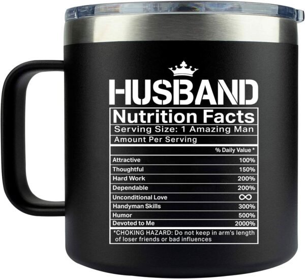 MONDAYSTYLE Gifts for Husband - Husband Gifts from Wife - Anniversary I Love You Gifts for Him - Husband Birthday Gifts - Husband Nutrition Gifts - Husband Mug 14 oz, Black