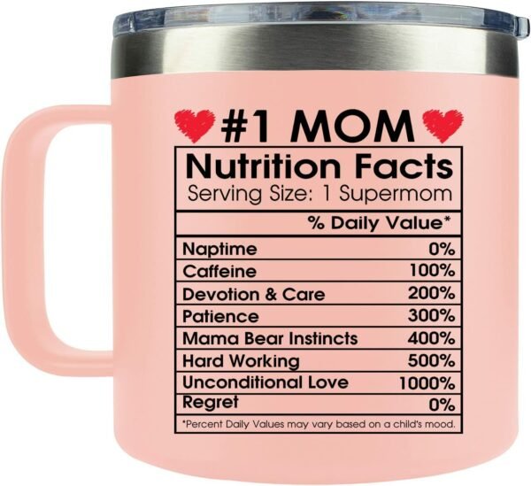 Gifts for Mom from Daughter Son Kids - Mom Gifts on Christmas - Mom Birthday Gifts - Birthday Gifts for Mom - Mom Nutrition Mug Birthday - Novelty Present for Mom - Mother Gifts 14 oz, Light Pink