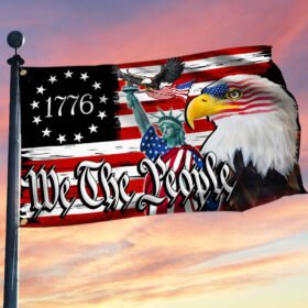 American Patriotic Eagle We The People 1776 Grommet Flag MLN810GF