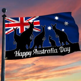 Happy Australia Day Kangaroo Grommet Flag TQN797GF