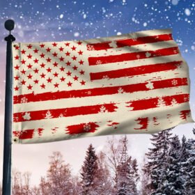American Flag Merry Christmas Winter American US Grommet Flag QTR251GF