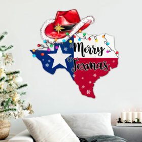 Texas Christmas Hanging Metal Sign Merry Texmas LNT766MS