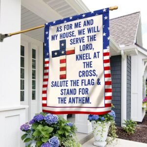 Jesus Cross American Flag As For Me and My House Flag MLN885F