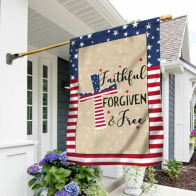 American Patriotic Cross Faithful Forgiven and Free Flag MLN904F